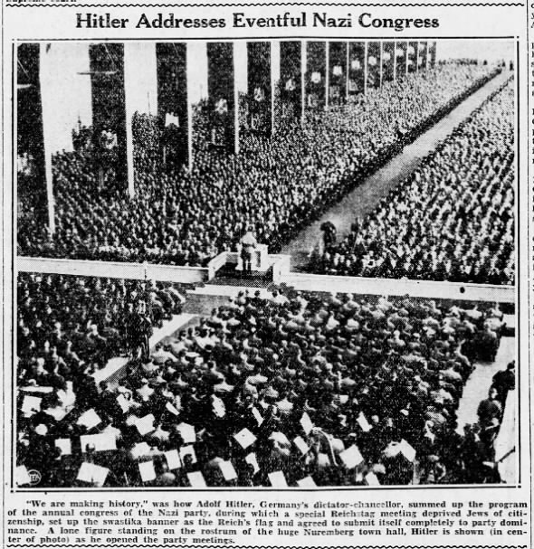 Hitler Addresses  Eventful Nazi Congress