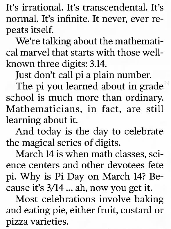 March 14 is Pi Day