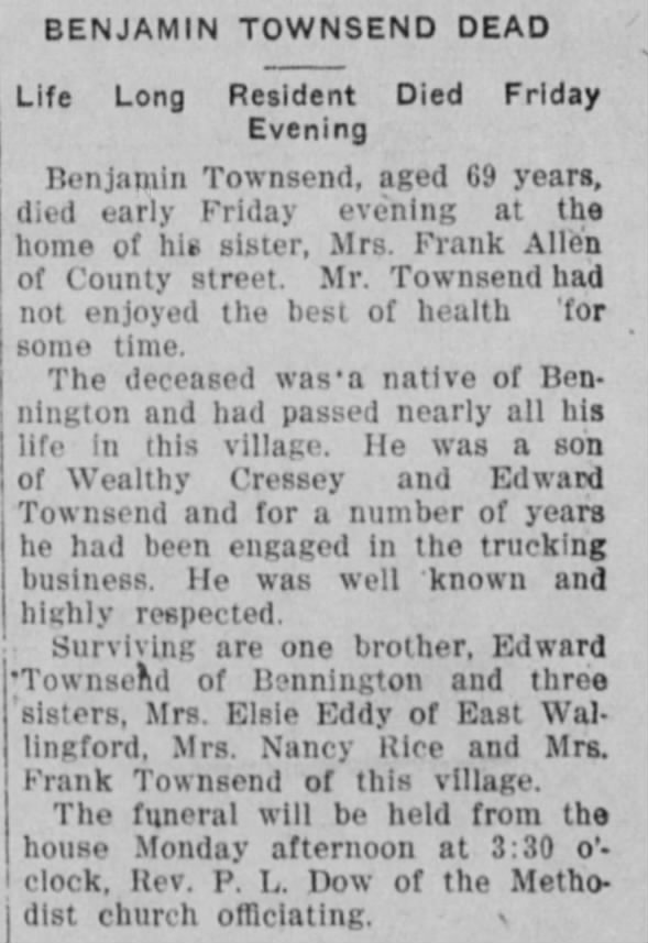 Obituary for BENJAMIN TOWNSEND
