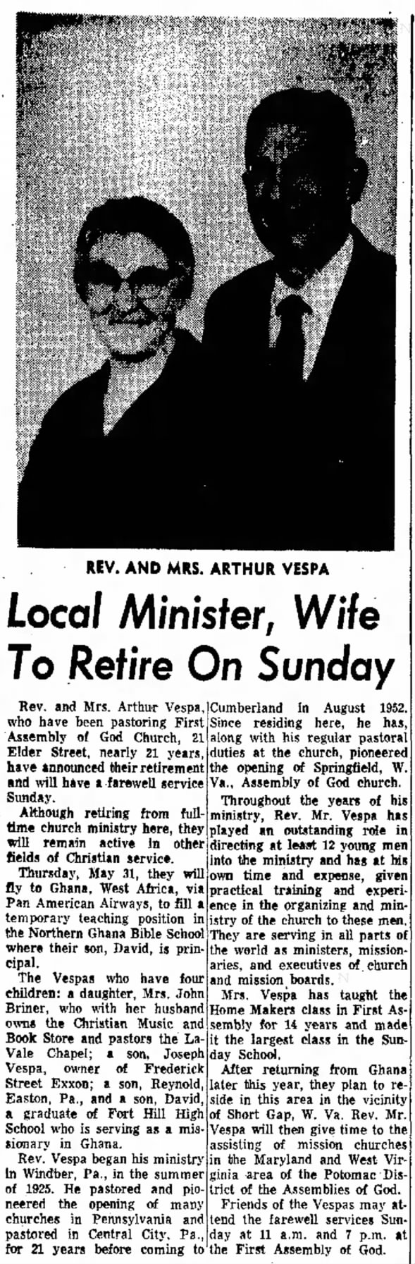 Local Minister, Wife to Retire on Sunday - Cumberland News - 23 May 1973 p26