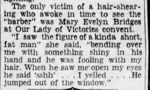 Mary Evelyn Bridges [sic] describes Phantom Barber encounter