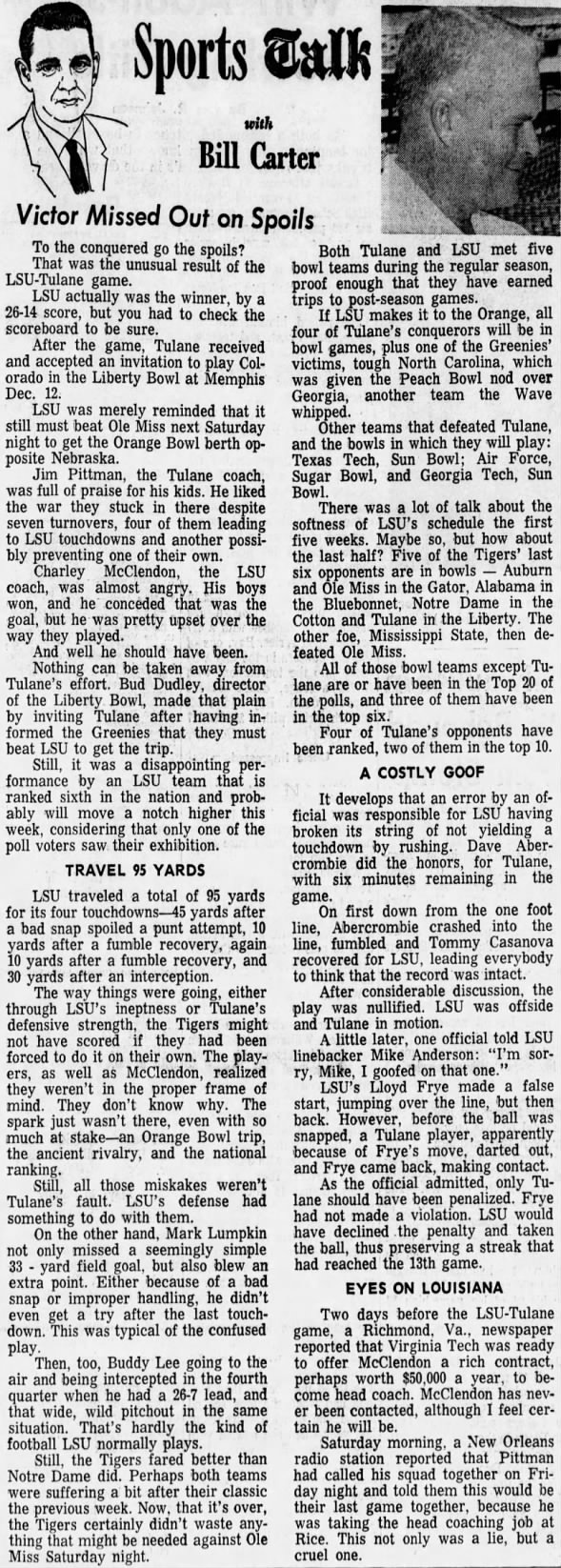 1970 LSU-Tulane column