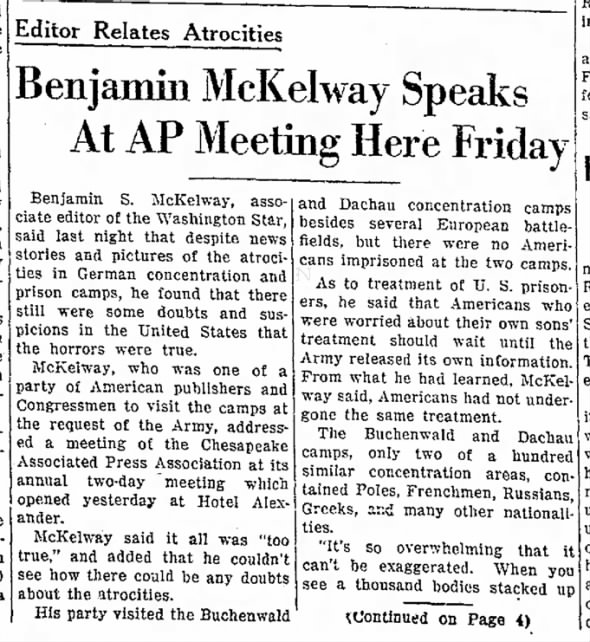 Benjamin McKelway Speaks At AP Meeting Here Friday