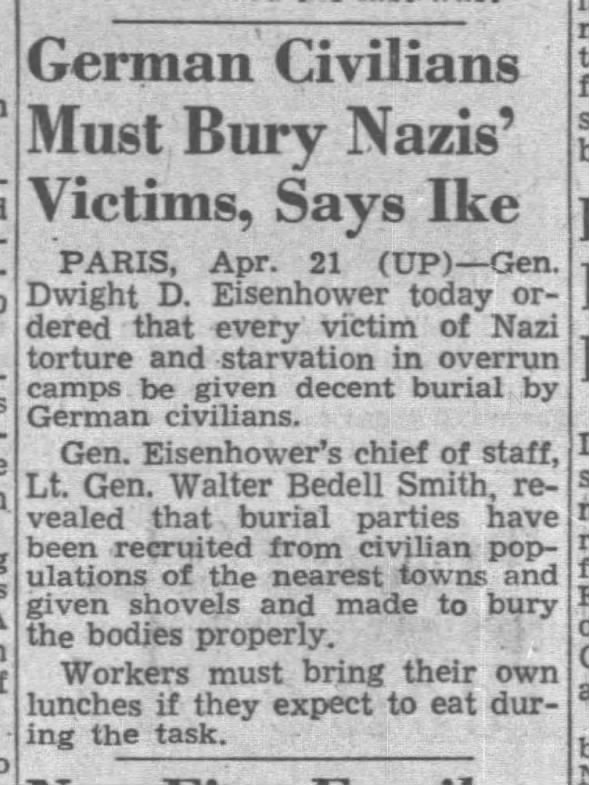 German Civilians Must Bury Nazis' Victims, Says Ike