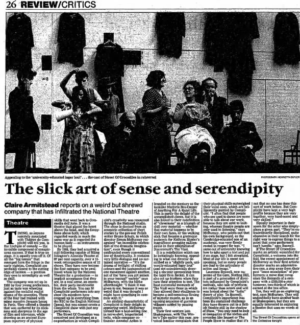 Street Of Crocodiles Preview 13 August 1992 Guardian