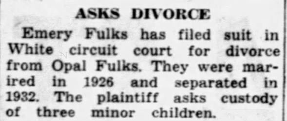 Emery Fulks requests divorce