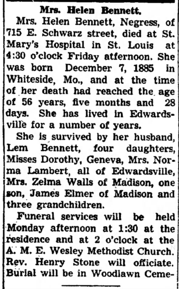 Mrs. Helen Bennett Obituary (Aged 56)
