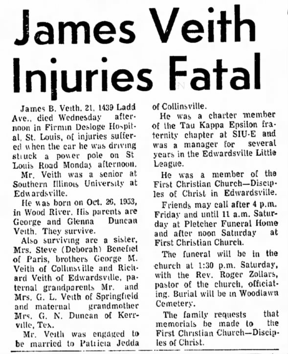 James B. Veith Obituary (Aged 21)