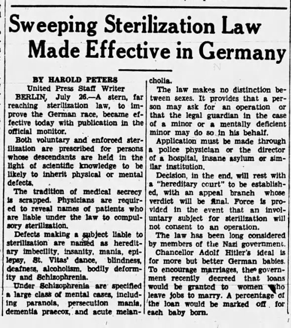 Sweeping Sterilization Law Made Effective in Germany