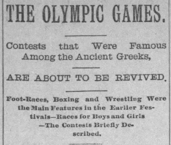 The Olympic Games. Are About to be Revived