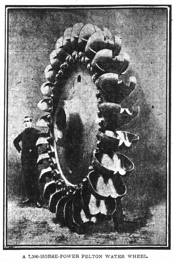 Huge water wheel like the ones used at Rjukan circa 1912