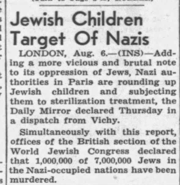 Jewish Children Target Of Nazis