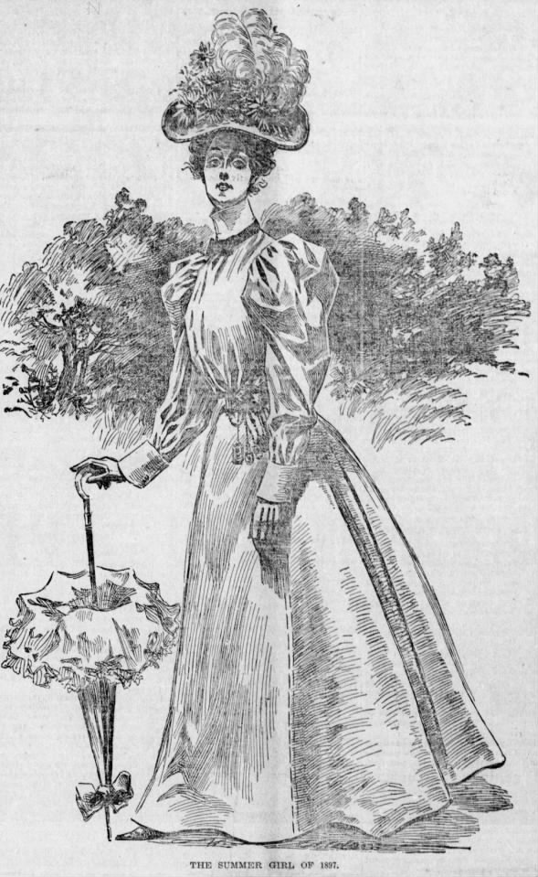 The Summer Girl of 1897, with a chatelaine at her waist