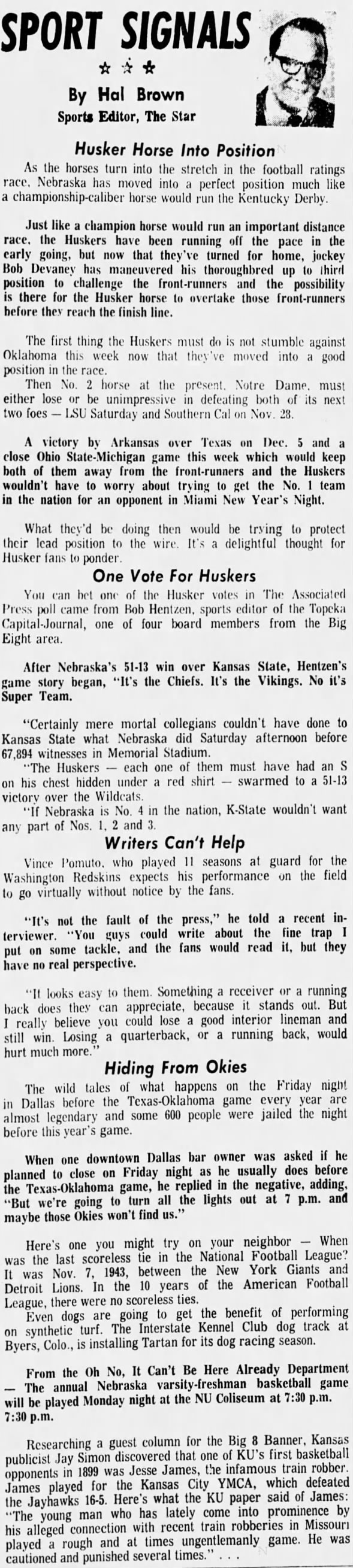 1970.11 Hal Brown column, Oklahoma week