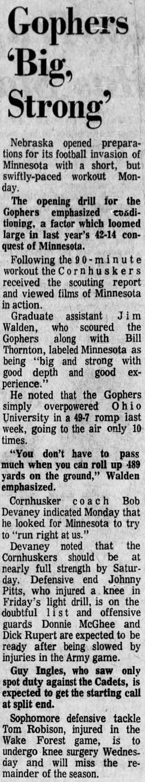1970.09.28 Monday practice, Minnesota week