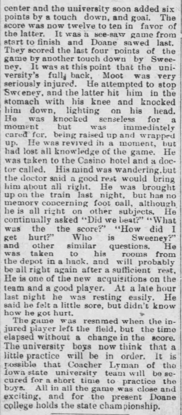 1891 Nebraska vs. Doane football 2, part 2