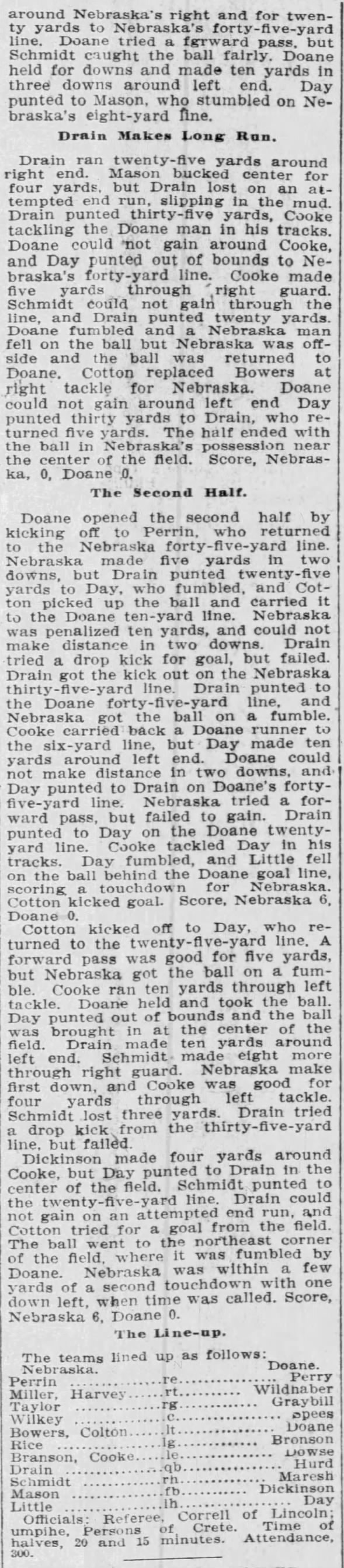 1906 Doane-Nebraska practice game 2
