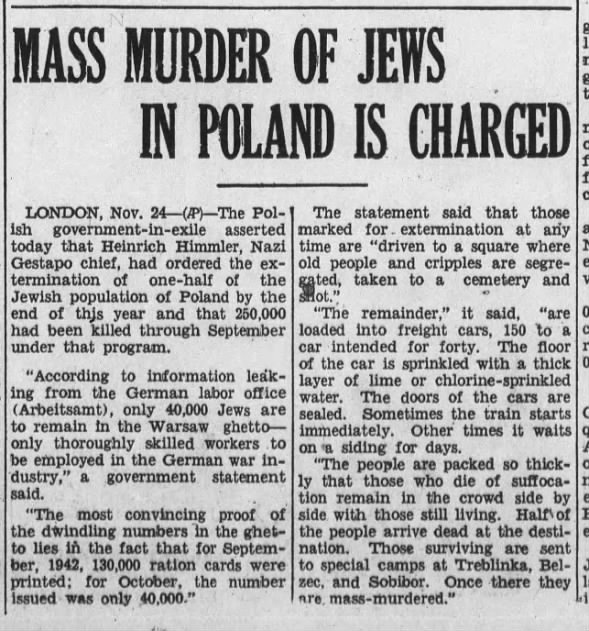 MASS MURDER OF JEWS IN POLAND IS CHARGED