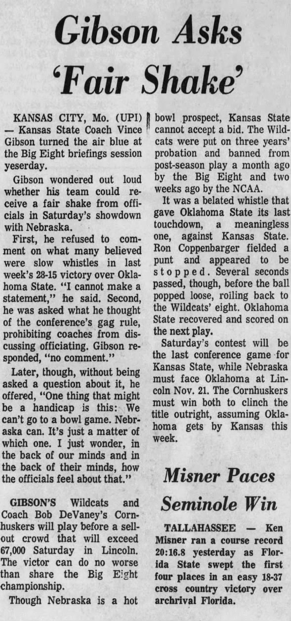 1970.11.09 Vince Gibson comments Monday