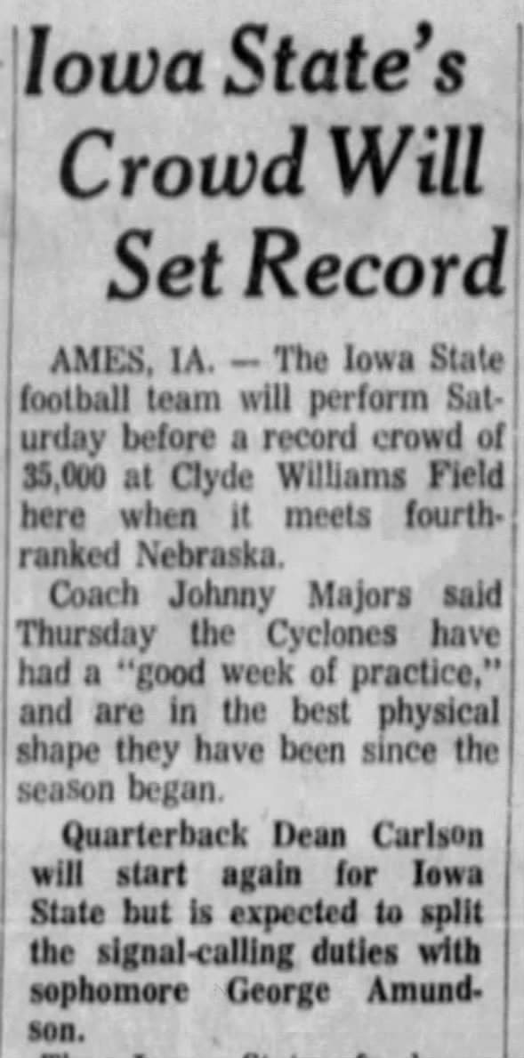 1970.11 Iowa St. practice Thursday