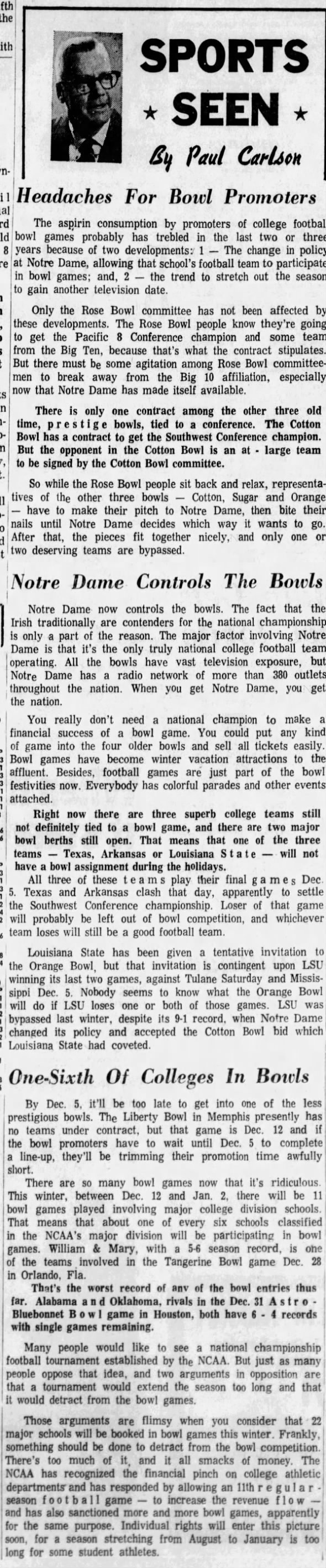 1970.11 Illinois column on bowl situation