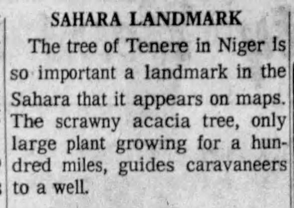 Sahara Landmark: The tree of Tenere