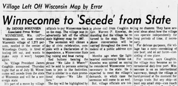 Winneconne to Secede from State