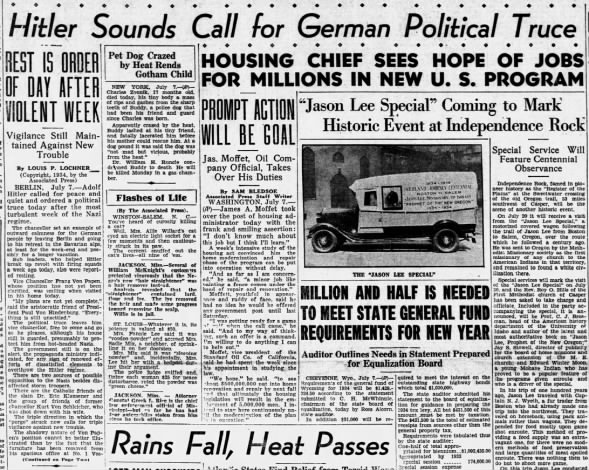 Hitler Sounds Call for German Political Truce