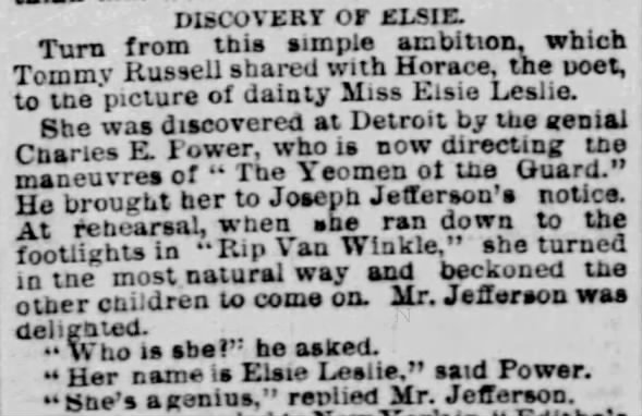 Discovery of Elsie Leslie