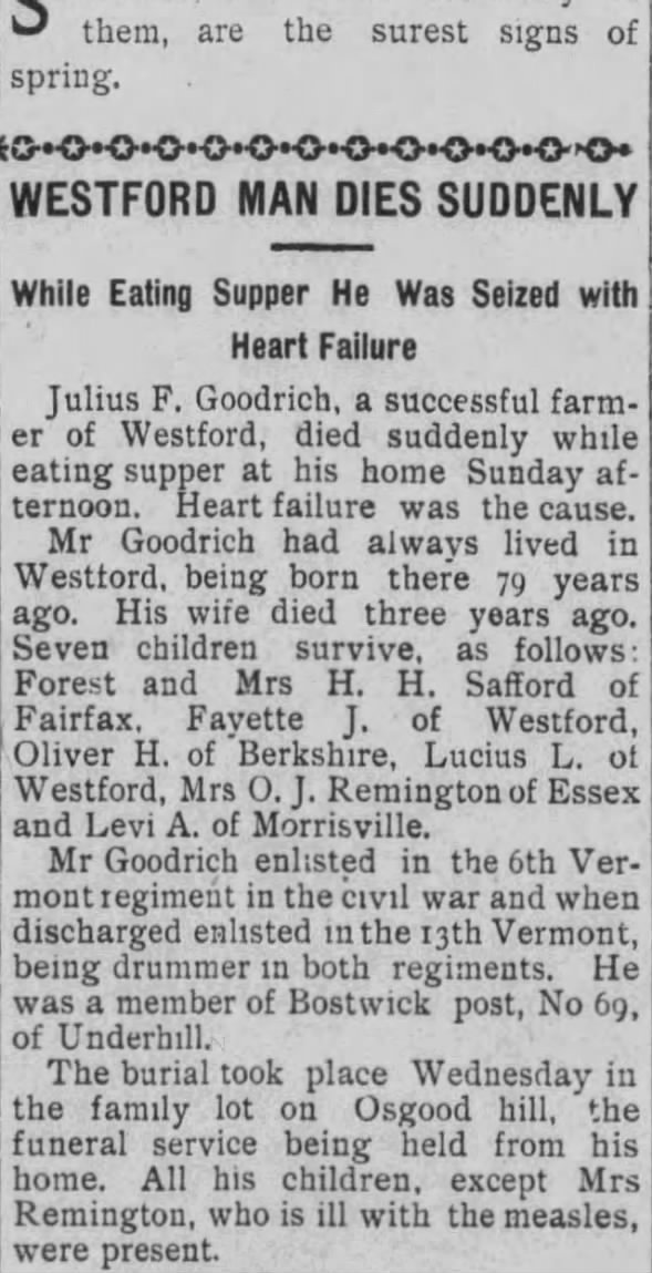 Obituary for Julius F. Goodrich (Aged 79)