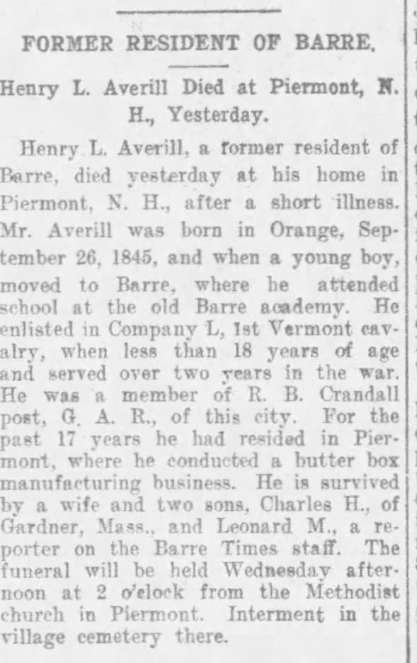 Obituary for Henry L. Averill