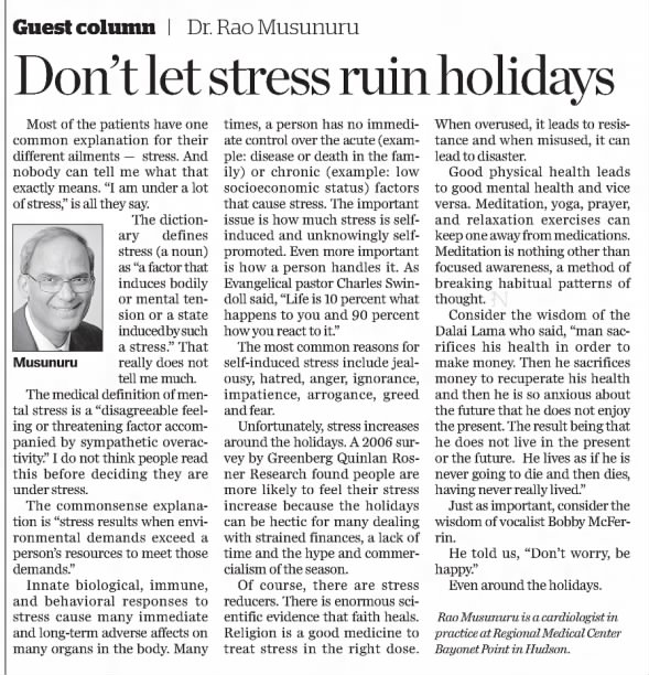 Don't let stress ruin holidays