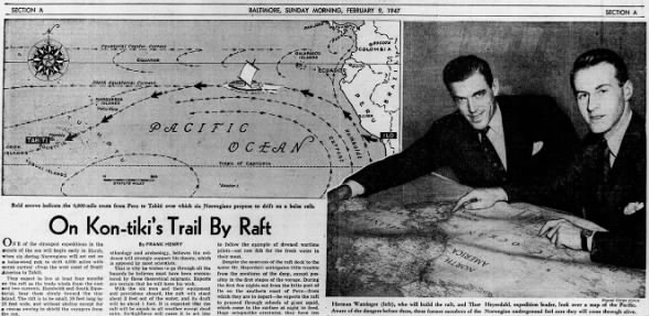 The Kon-Tiki route, and Thor (on the right)
