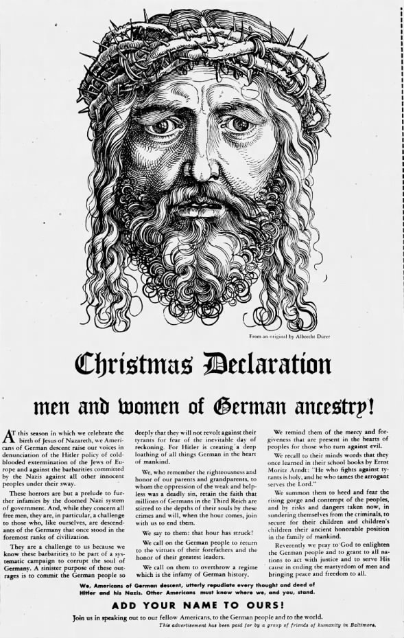Christmas Declaration men and women of German ancestry!