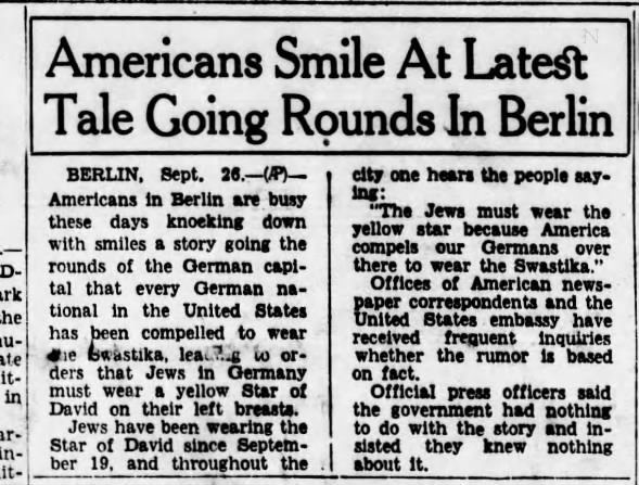 Americans Smile At Latest Tale Going Rounds in Berlin