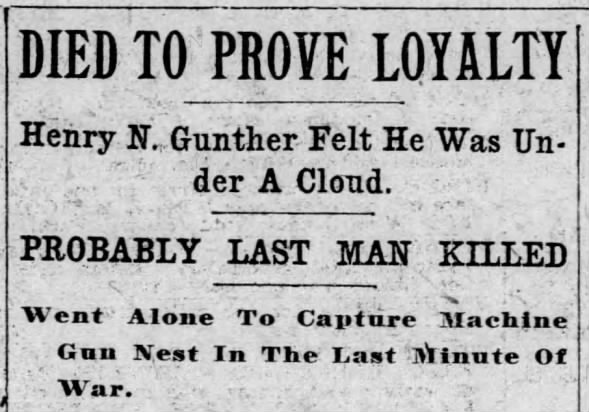 Henry Gunther Headline, 1919