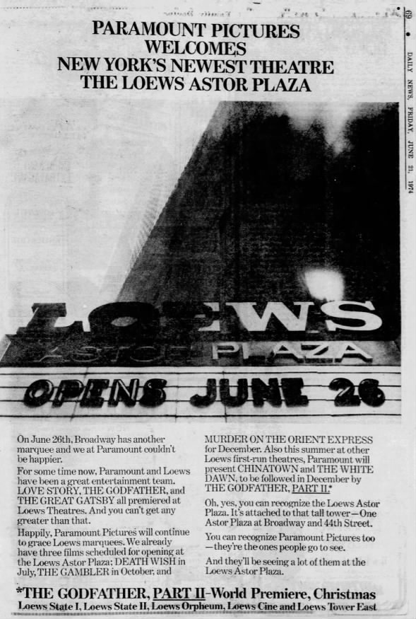 Loews Astor opening