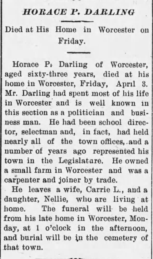 Obituary for Horace Pt DARLING