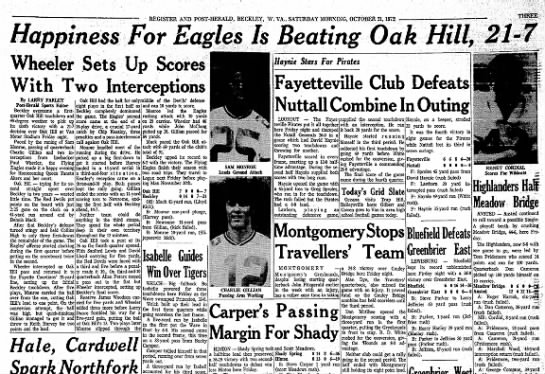21 Oct 1972 Beckley Post Herald Page 3 Oak Hill v Beckley - REGISTER AND POST-HERALD, BECKLEY, W; VA. f...