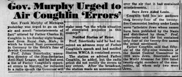 Gov. Murphy Urged To Air Coughlin 'Errors'