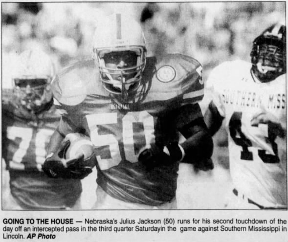 1999 Julius Jackson photo, Nebraska vs Southern Miss football