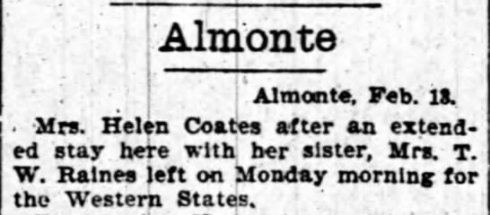  - Almonte Almonte, Feb. it. Mrs. Helen Coatea...