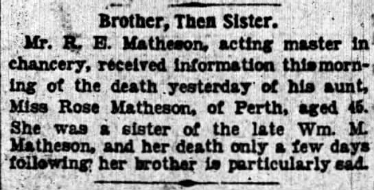  - V: Brother. Then Sister. Mr. E. Matheson,...