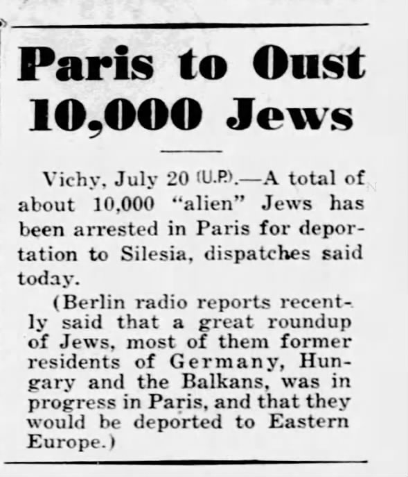 Paris To Oust 10,000 Jews