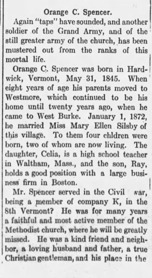 Obituary for Orange C. Spencer