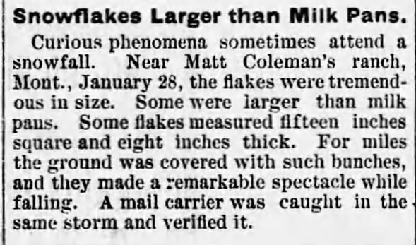 Jan 28, 1887 - Milk Pan size snowflakes