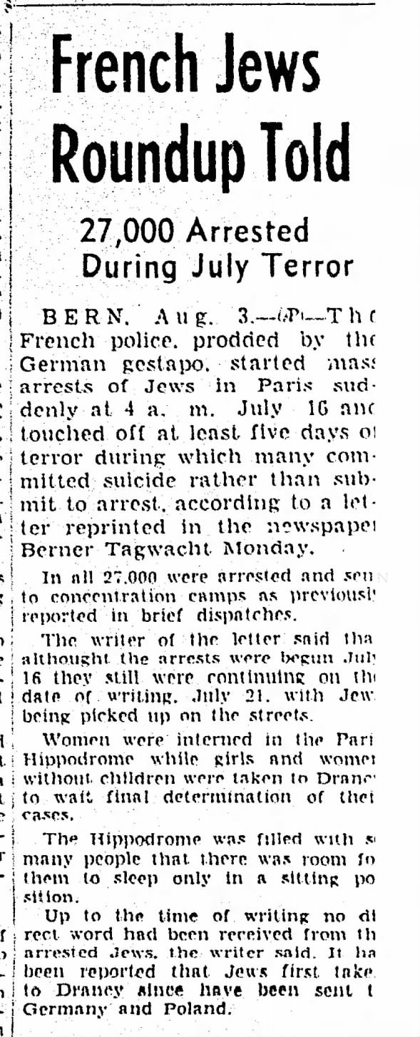 French Jews Roundup Told