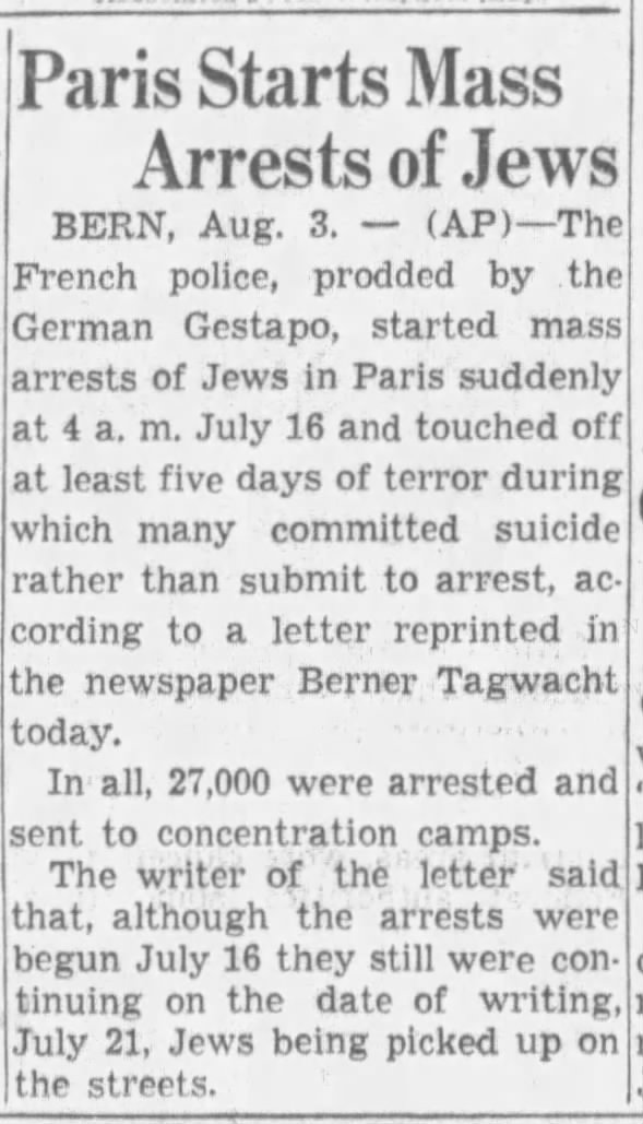Paris Starts Mass Arrests Of Jews