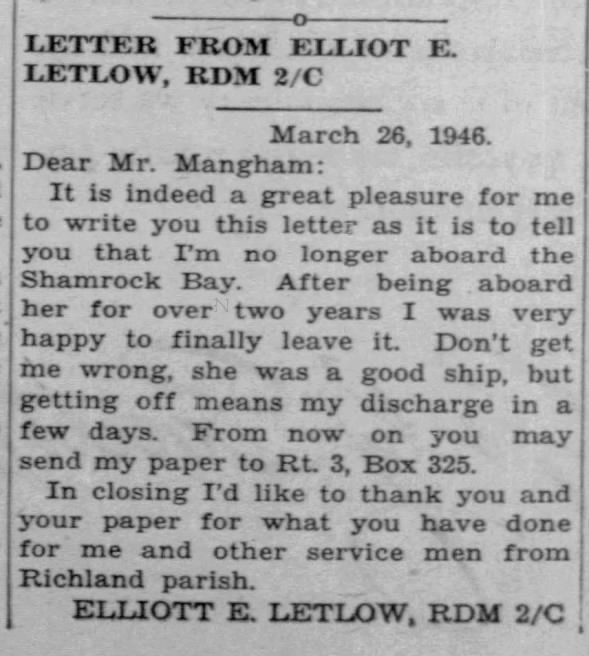 Jiggs Letlow - Letter to Beacon