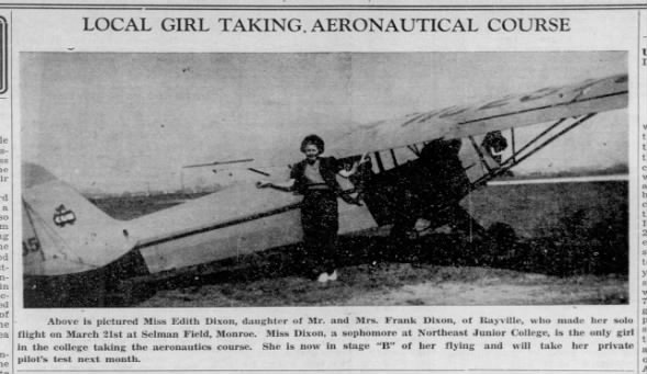 Local Girl Taking Aeronautical Course - Miss Edith Dixon